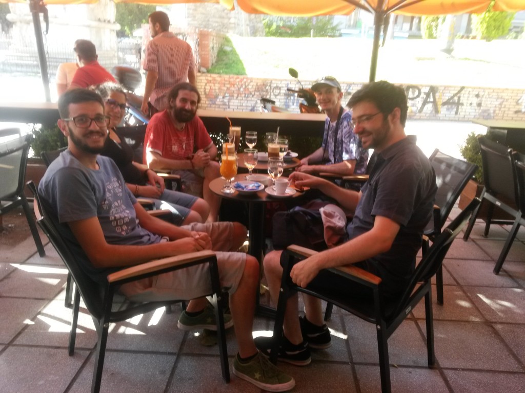 5 people drinking coffee in Thessaloniki